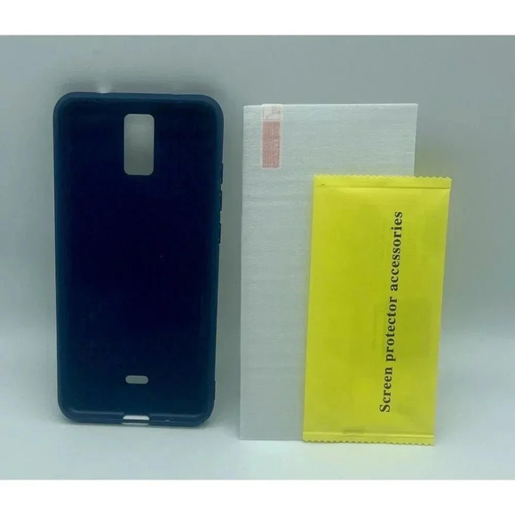 BLU View 3 Case with Tempered Glass Screen Protector Rotating Ring Magnetic Blue - Picture 3 of 8